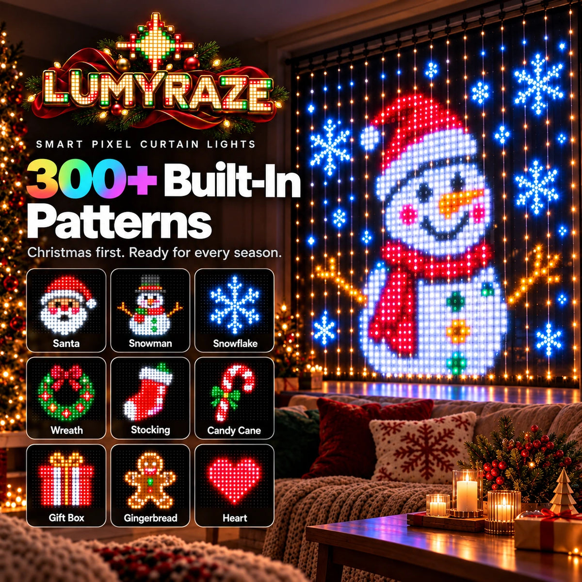 LUMYRAZE 300 plus built-in Christmas patterns