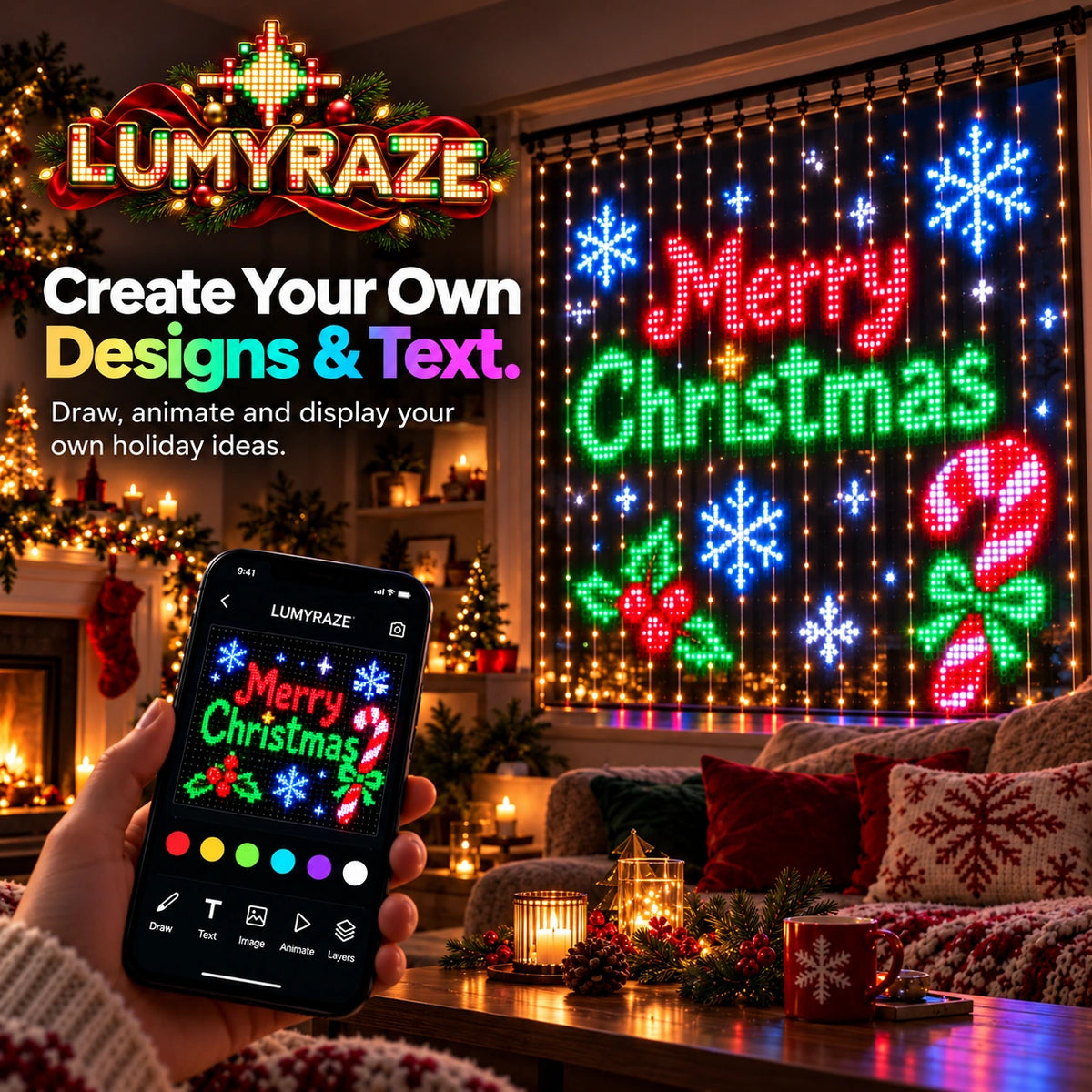 LUMYRAZE custom text and pixel designs