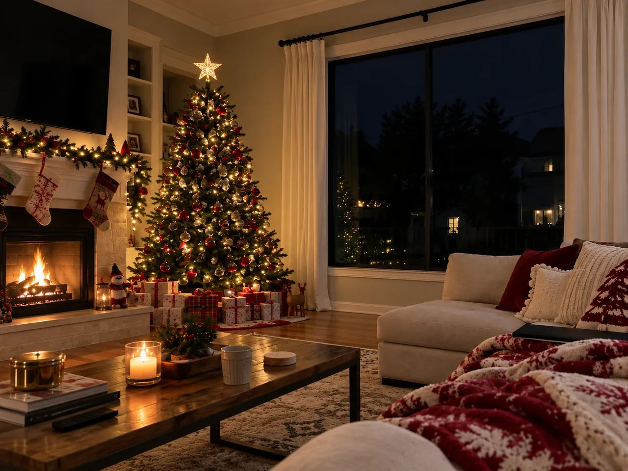 Same living room before pixel lights